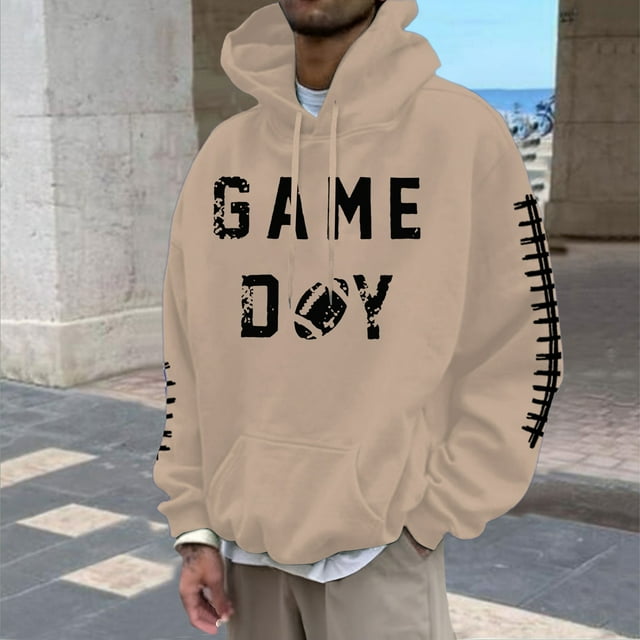 MHFRRA Sudadera con Capucha para Hombre, con Estampado de Fútbol, Informal, Holgada, para Uso Diario, Cómoda y Cálida Caqui