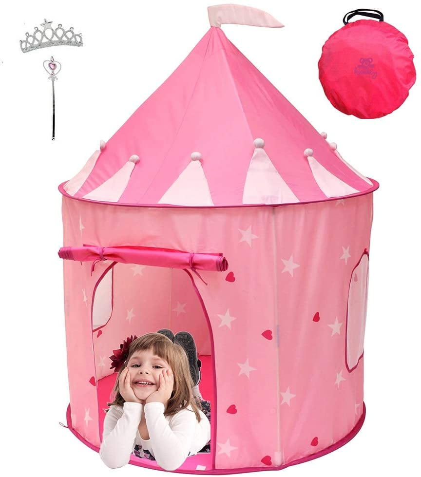 Girls Princess Castle Play Tent w/ Glow in The Dark Stars Playhouse Gift for Kid 
