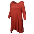 thumbnail image 2 of FashionOutfit Women's Solid Basic Soft Stretch Asymmetrical 3/4 Sleeve Tunic Top, 2 of 5
