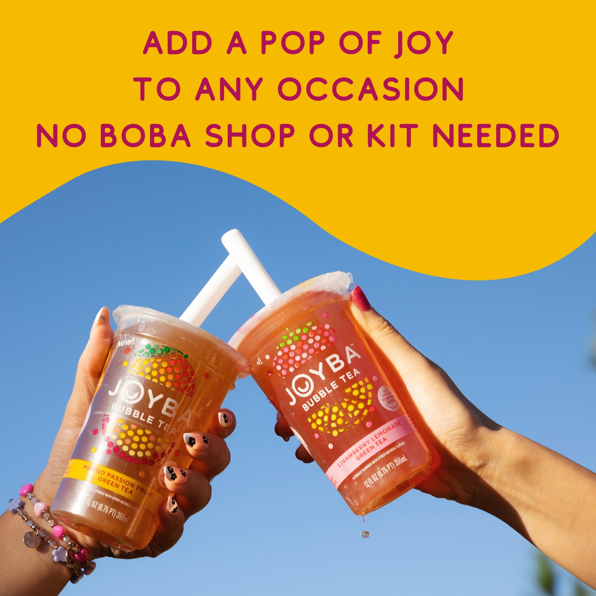 Joyba Mango Passionfruit Green Tea Bubble Tea 4 pk /12 fl oz - Pack of 2