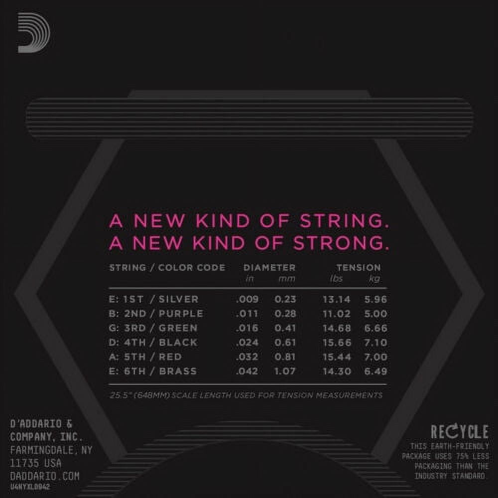 D'Addario Guitar Strings  NYXL 0942  Electric  Light Gauge 09-42 5 Pack