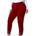 thumbnail image 4 of Plus Size Yoga Pants for Women Solid Color Elastic Waist High Waisted Tummy Control Workout Yoga Pants, 4 of 9