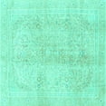 thumbnail image 1 of Ahgly Company Machine Washable Indoor Square Abstract Turquoise Blue Modern Area Rugs, 5' Square, 1 of 4
