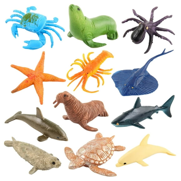 12Piece Sea Creatures Figures Underwater Animals Colorful Vibrant Marine Life Model for Display Classroom Kids Teachers Lovers