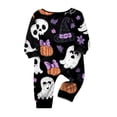 thumbnail image 4 of Halloween Pajamas, Halloween Matching Family Pajamas Black Bow Pumpkin Print Long Sleeve 2 Piece Pj Set Fun Sleepwear Nightwear Loungewear Spooky Holiday Party Season Photos, 4 of 4