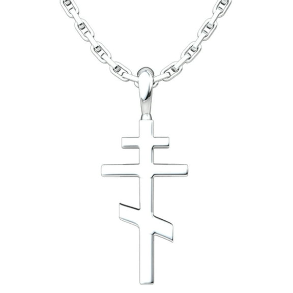Saint Andrew Cross Sterling Silver Pendant - 18 Inch Chain