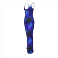 thumbnail image 4 of Conjunto de Falda Larga con Estampado Floral y Top Halter Trajes para Salir para Mujer Azul XL, 4 of 9