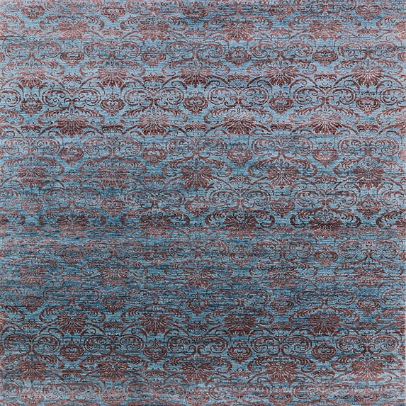 Ahgly Company Indoor Square Mid-Century Modern Koi Blue Oriental Area Rugs, 5' Square