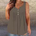 thumbnail image 2 of Duoif Débardeurs pour Femmes, Camisole d'Été pour Femmes Grande Taille Coupe Ample Col Rond à Boutons devant Haut Décontracté Hauts pour Femmes Café XXXXXL, 2 of 5
