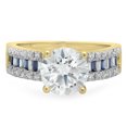 thumbnail image 3 of Dazzlingrock Collection 5.80 Carat (ctw) 10K Blue Sapphire & White Cubic Zirconia CZ Engagement Ring, Yellow Gold, Size 9, 3 of 6