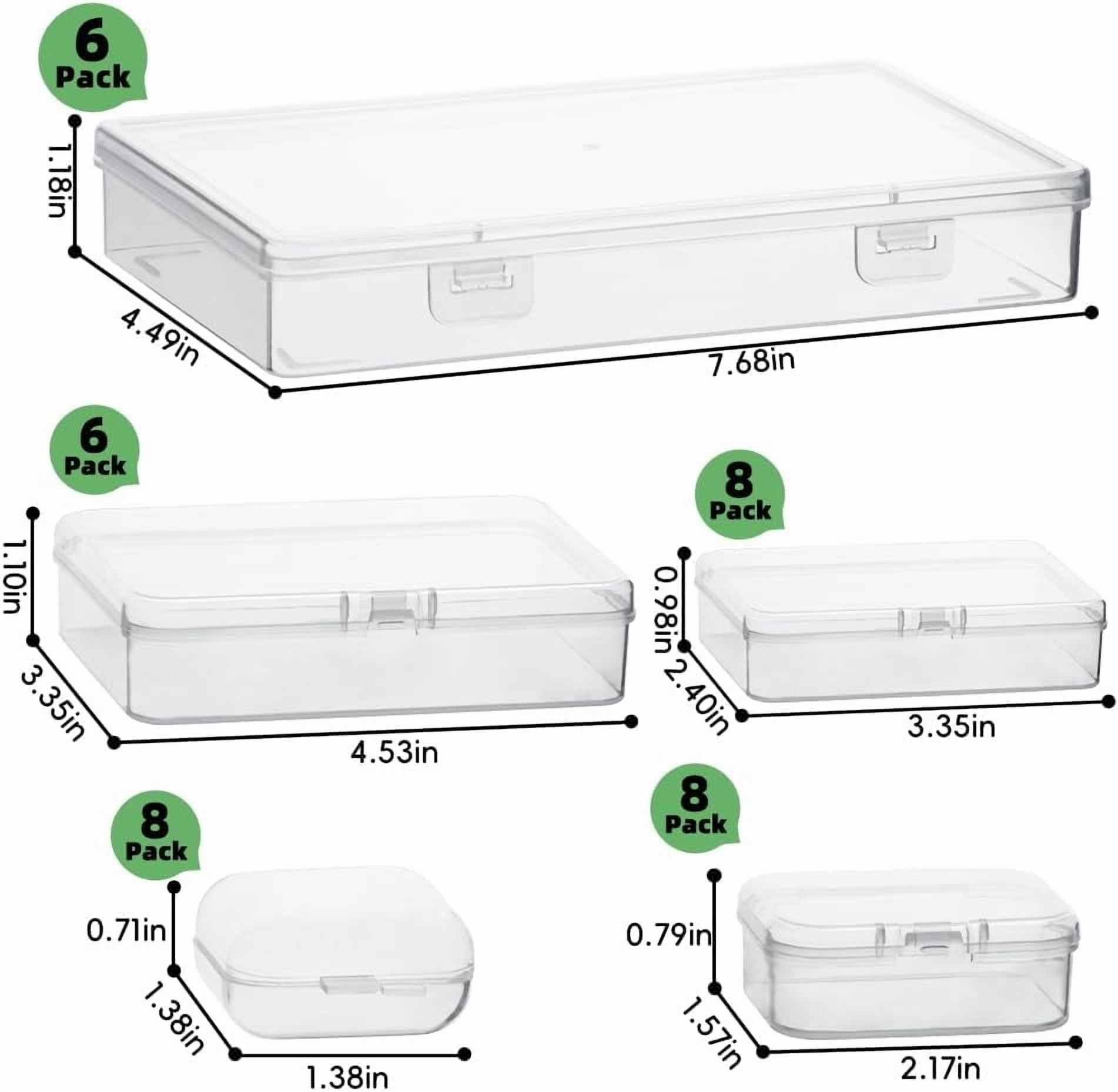 36Pcs Mixed Sizes Plastic Rectangular Small Storage Containers Clear Empty Mini Organizer with Hinged Lid for Small Tiny Items, Beads Boxes for Art Craft Jewelry Projects