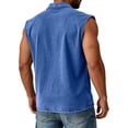 thumbnail image 4 of Inglocry Big and Tank Tops for Men Vintage Denim Henley Shirts Casual Button Up Acid Wash T-shirt Sleeveless Boxy Tee Shirts Light Blue XL, 4 of 5