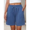 thumbnail image 4 of Women Sweat Shorts Summer Loose Athletic Short Drawstring Waist Lounge Running Shorts with Pockets Robin Blue S, 4 of 8