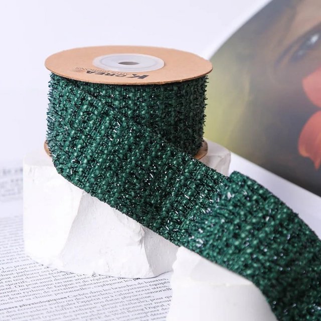 Cinta de tela trenzada de Tweed de invierno de 25mm y 40mm bordada para manualidades para hacer lazos para el cabello decoración navideña cinta al bies de arpillera de algodón