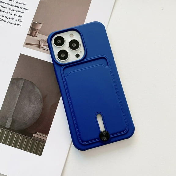 Mantto Phone Case for iPhone 12 Pro Max with Card Holder Soft Liquid Silicone Credit Card Slot Holder Shockproof Anti-Scratch TPU Rubber Protective Wallet Slim Cover for Women Men, Darkblue