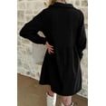 thumbnail image 2 of Women's Black Corduroy Long Sleeve Mini Dress – Casual Half Button Collar for Everyday Wear | XL, 2 of 5