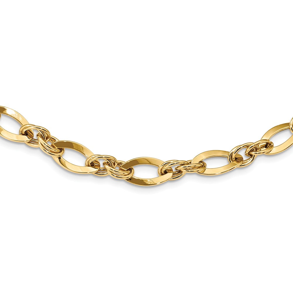 Discount Jewelers Real 14kt Yellow Gold Polished Fancy Link Chain ; 8