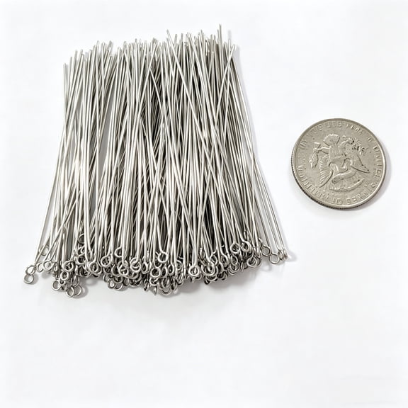 Yomhary 200pcs Stainless Steel Eye Pins - 3 Inch (7.5cm) Durable Jewelry Making Supplies with Pink Pouch