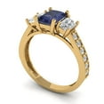 thumbnail image 2 of 1.88 ct Emerald Cut Simulated Blue Sapphire 3 Stone 18K Yellow Gold Womens Engagement Ring, 2 of 5