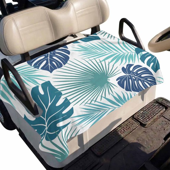 Golf Cart Seat Cover Blue Monstera Leaves Club Car Golf Cart Seat Covers Soft Absorbent Golfcart Towel Blanket Tropical Leaf Exotic Plants Golf Seat Covers for Cart Fits 2 & 4 Passenger 51"x31"