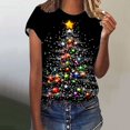 thumbnail image 2 of Christmas Tops Women's Christmas Pullover Short Sleeve Tshirt Santa Claus Shirts Christmas Tree Graphic Sweatshirt Garland Star Clothes Lights Tinsel Pullovers Crewneck Top Fashion Outfits, 2 of 4