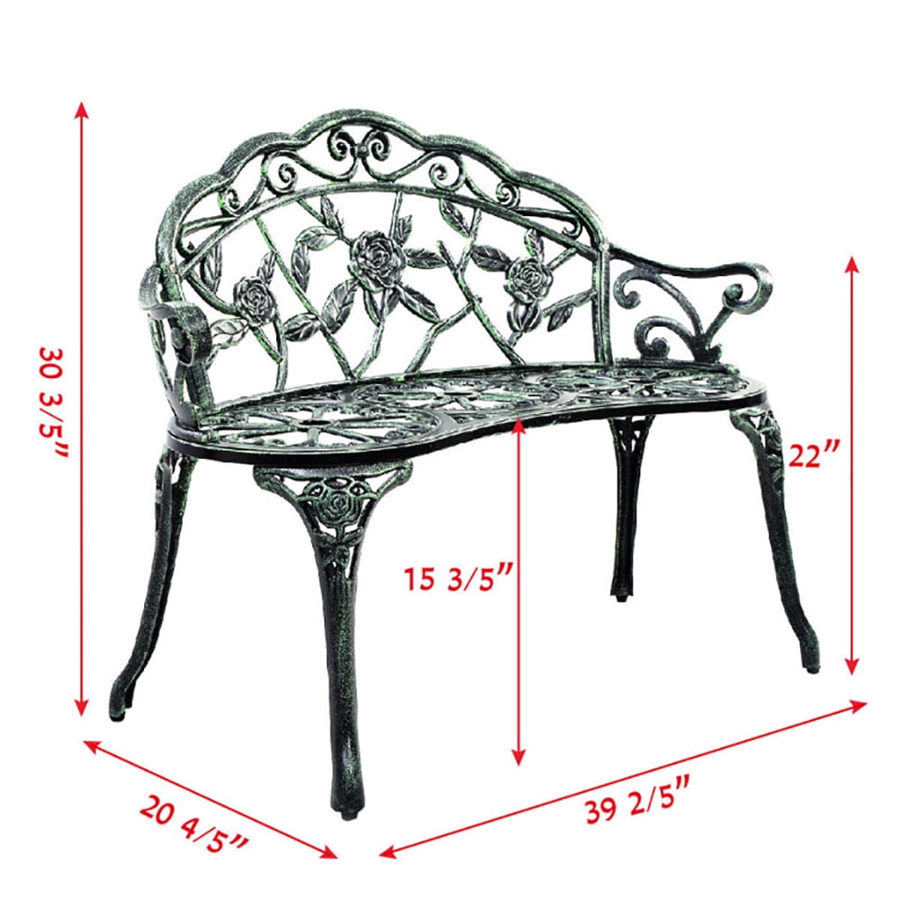 Aimee Lii Outdoor Cast Aluminum Patio Bench, Outdoor Patio Furniture, Antique Rose Aimee Lii Outdoor Cast Aluminum Patio Bench, Outdoor Patio Furniture, Antique Rose