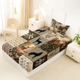 thumbnail image 4 of Manfei Pretty Floral Twin Sheets,Geometric Check Pine Bedding,Brown,3-Piece,1 Fitted Sheet and 1 Pillowcase, 4 of 6