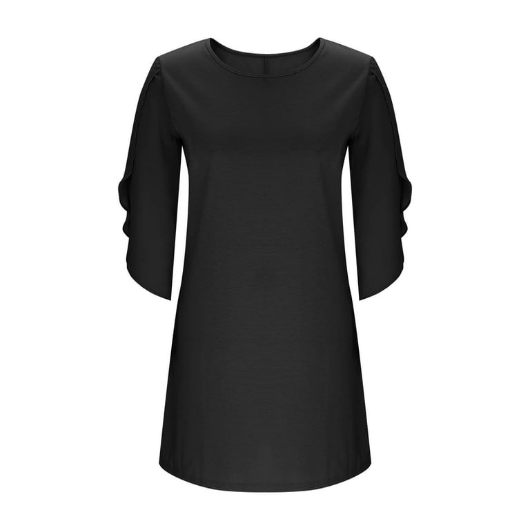 chinese dress ladies Runwind Black Church Dresses for Women 2026 Maxi Button Down 3/4 Sleeves  Print Dress Casual with Pockets at Amazon Women's Clothing store main image 0