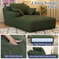 thumbnail image 4 of 67'' Oversized Chaise Lounge Chair Indoor, Cloud Plush Corduroy Upholstered Sofa Bed, Modern Deep Seat Sofa with Back Cushion, Pillows, Cozy Sleeper Couch for Living Room, No Assembly Required, Green, 4 of 12