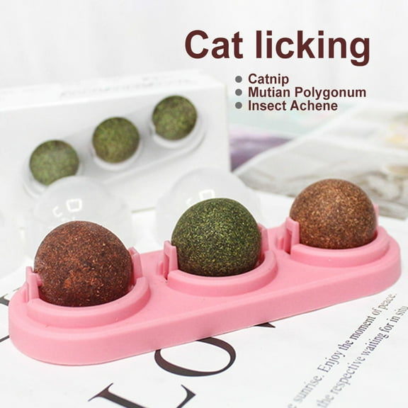 Visland Silvervine Catnip Balls, Edible Kitty Toys for Cats Lick, Safe Healthy Kitten Chew Toys, Teeth Cleaning Dental Cat Toy, Cat Wall Treats