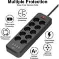 thumbnail image 4 of Power Strip 4000W with 10 Outlets and 4 USB Ports (2.4A), 2M Cord, Power Strip Surge Protector Power Strip for Home Office, 4 of 5