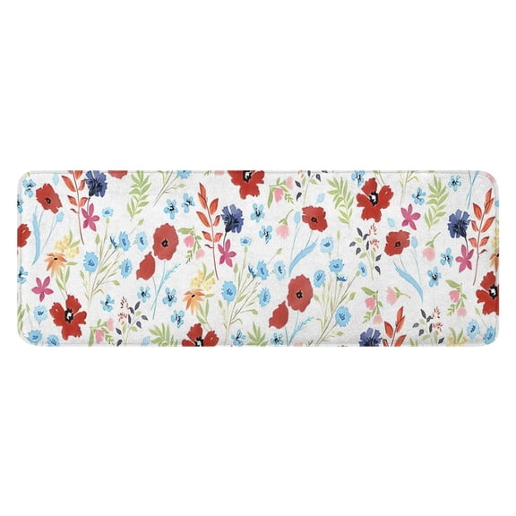 Pioneer Flower Floral Print Pattern Kitchen Rug Mat,Kitchen Runner Rugs Non Skid Washable,Decorative Kitchen Floor Mats for Kitchen,Sink,Laundry,17"x47.2"