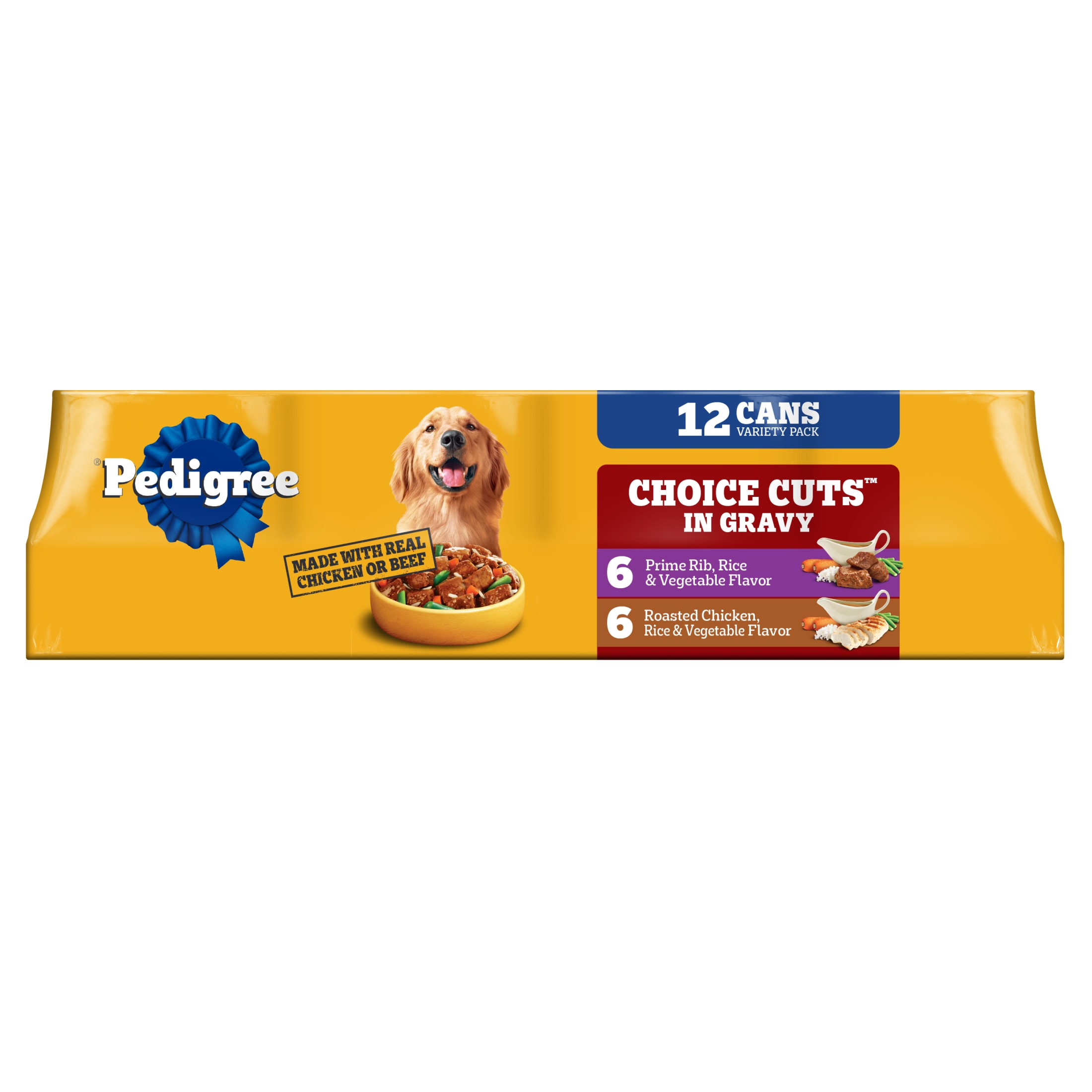 Pedigree Choice Cuts In Gravy Adult Soft Wet Dog Food Prime Rib Multipack, 13.2 Oz Cans 12 Pack