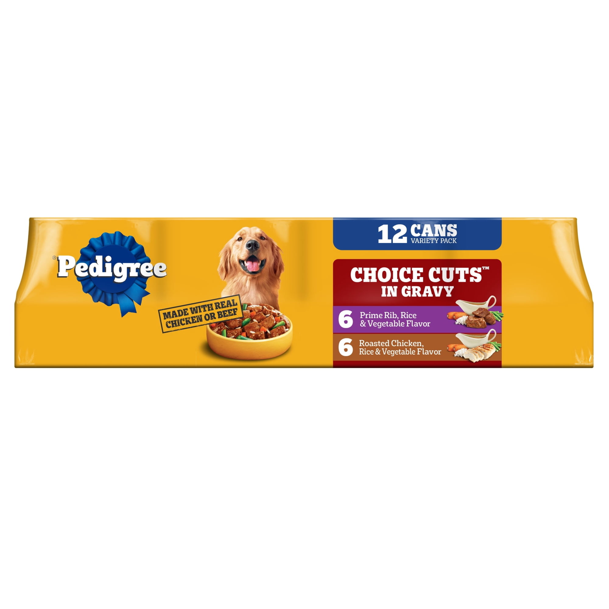 Pedigree Choice Cuts In Gravy Adult Soft Wet Dog Food Prime Rib Multipack, 13.2 Oz Cans 12 Pack