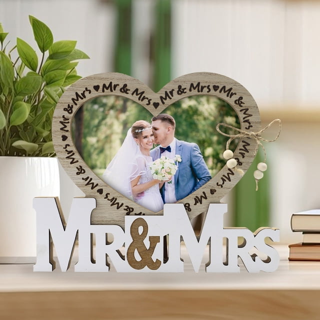 Personalized Wedding Photo Frame,Custom Wooden Letter Keepsake Display for Cherished Memories with Love Note Design