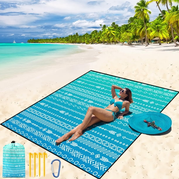 Manta de playa WIWIGO impermeable a prueba de arena de 200 x 240 cm para 2-8