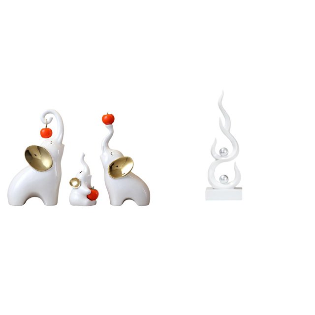 Esculturas de elefantes,Estatuas de elefantes,decoración del hogar,artesanías de cerámica,Figuras de elefantes familiares Adornos de escritorio,Escultura abstracta de fuego,Estatua de arte