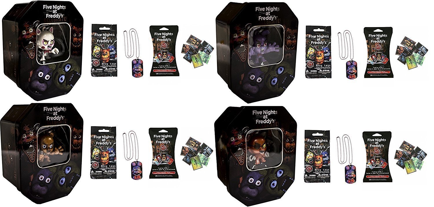 Five Nights At Freddy's Exclusive Holiday Collectors Tin Set of All 4 styles 'Mangle , Bonnie , Foxy and Freddy'