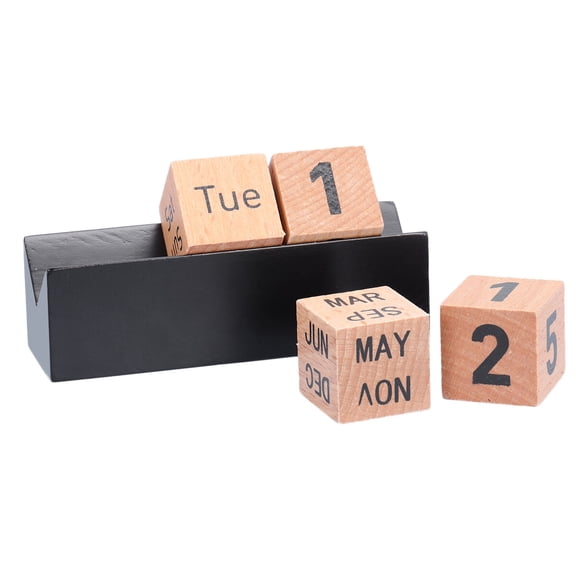 Toyvian Desk Accessories Desk Calendar Wood for Home Decor in Black 1Set