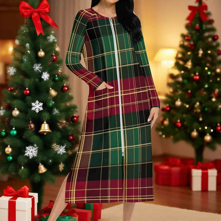 white christmas dresses This Is It Green Plaid Swing Dress – Shop the Mint main image 0