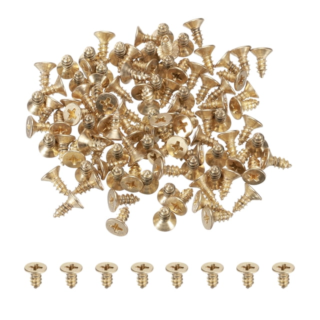 Uxcell 100Pcs ST4 x 10mm Tornillos autorroscantes con cabeza plana para metal, negro