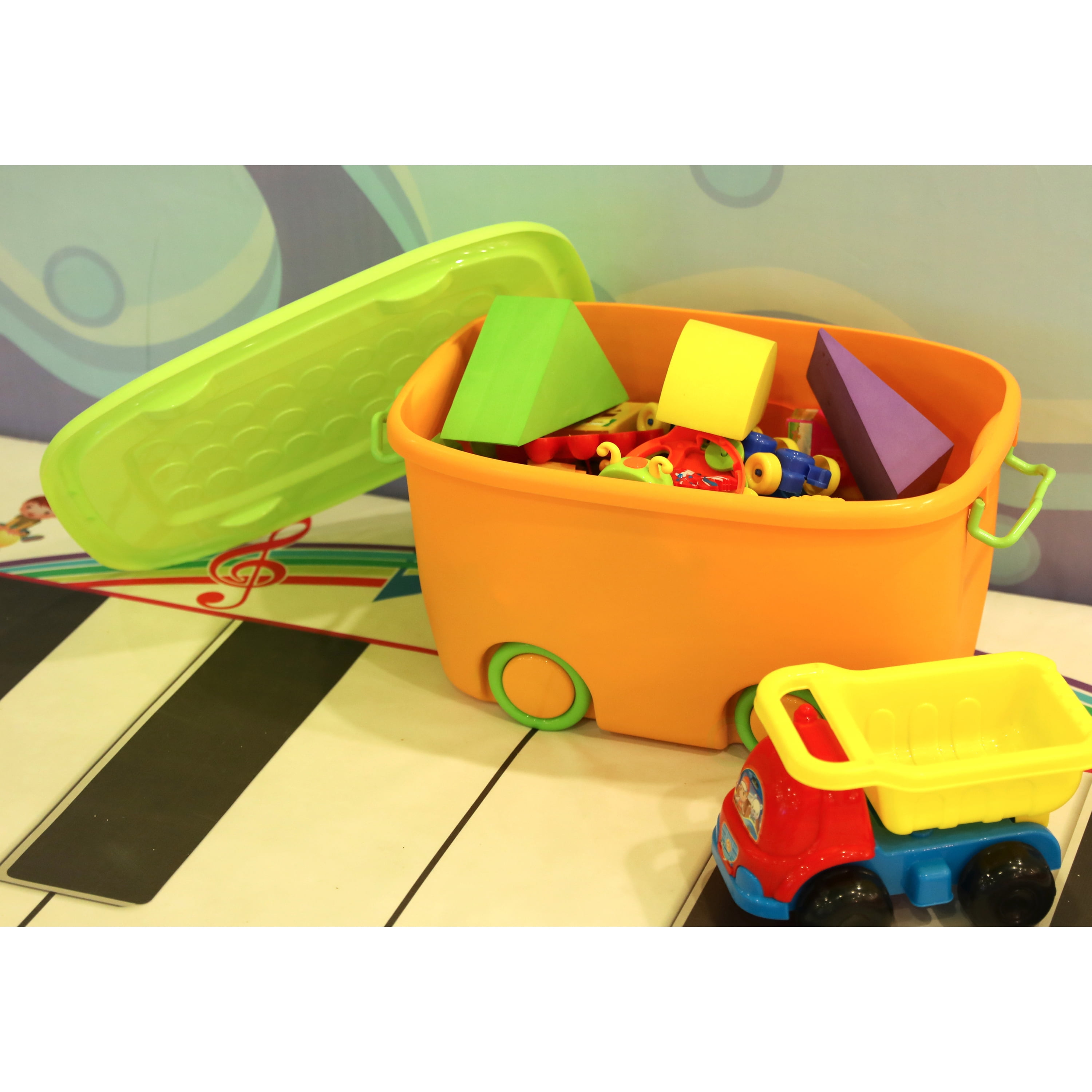 Stackable Toy Storage Box with Wheels, Set of Small and Large