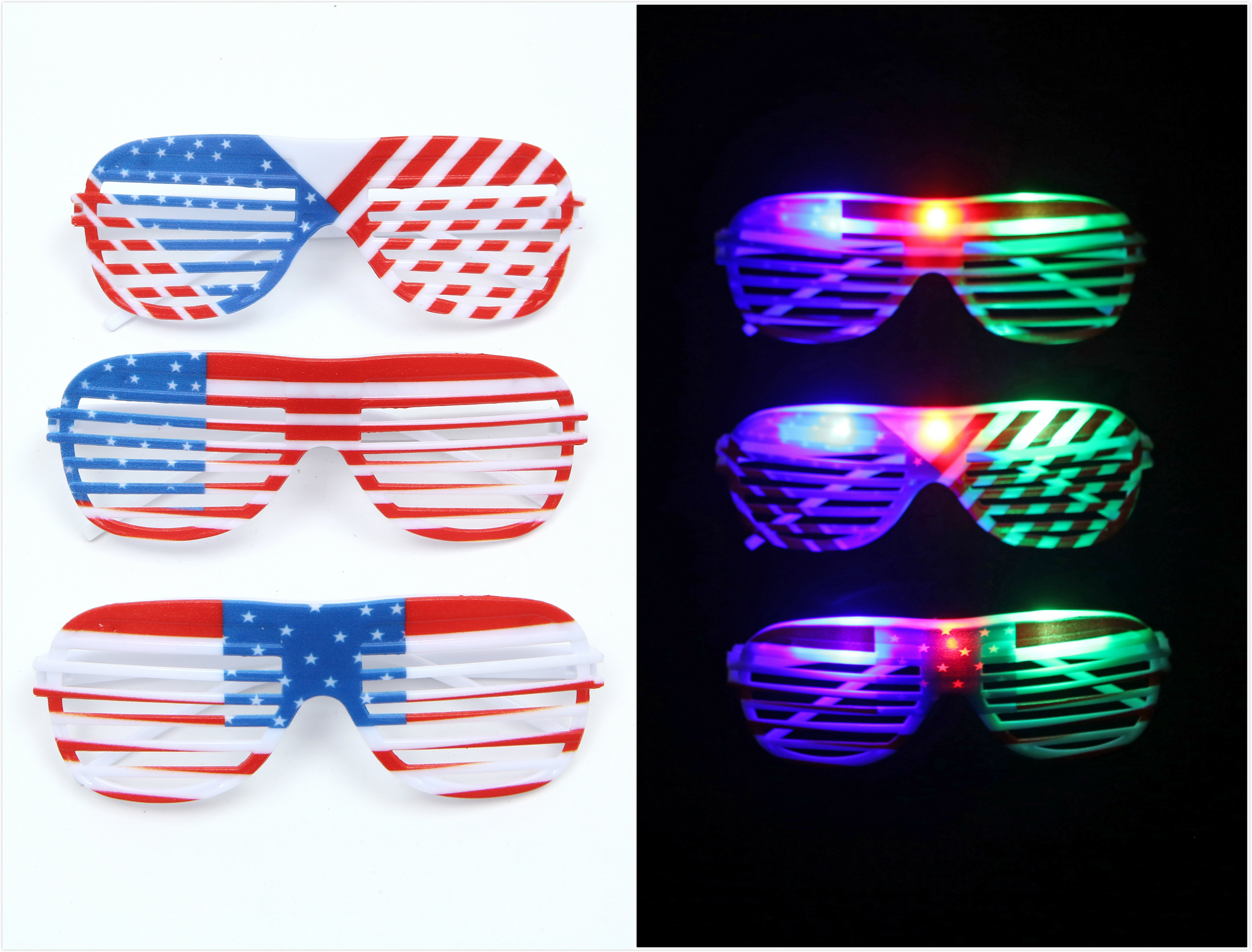 Light Up USA America Glasses Flashing LED American Flag Light up