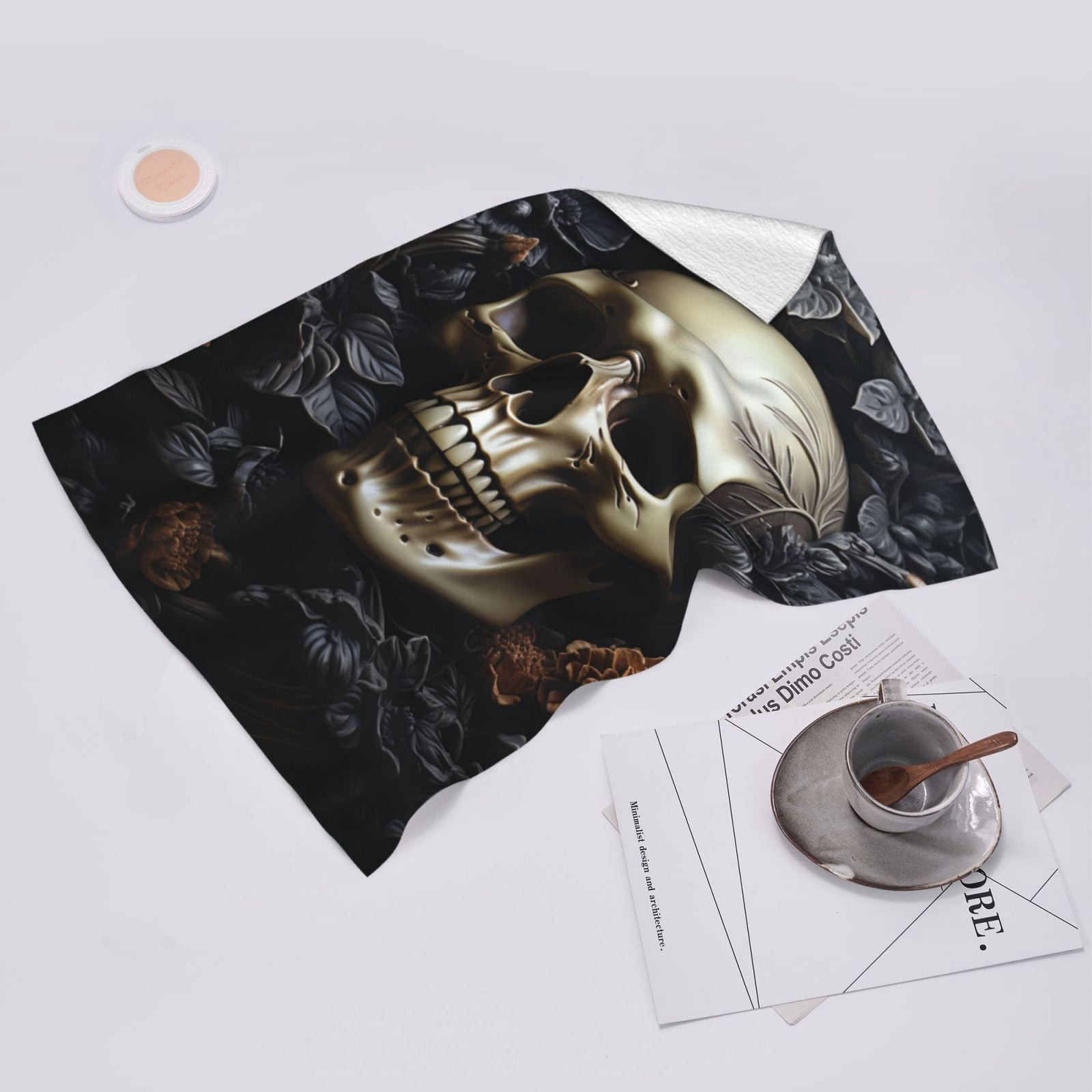 Death Skull Gothic Art Black 27.5" x 16" Ultra Soft Hand Towel, Face Wash Cloth for Bathroom, Gym, Travel, Pool