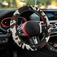 thumbnail image 4 of Yuyamidu Brown Cow Print Steering Wheel Cover Winter Steering Wheel Accessories Soft Flannel Steering Cover for Automobile Sedan Fluffy Car Wheel Cover, 4 of 7
