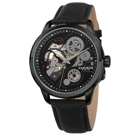 Movement Black Leather - Men's Skeleton Automatic Movement Leather Black Strap Watch
