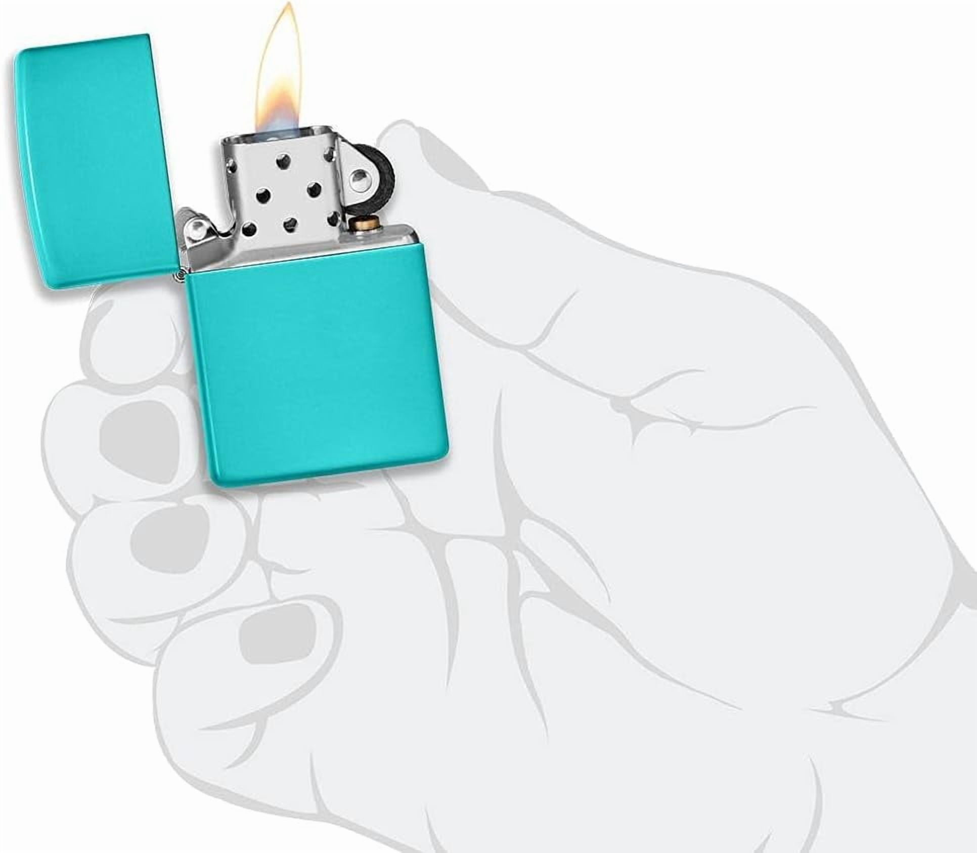 Zippo Lighter - Personalized Custom Message Engrave on Classic with Zippo Logo Windproof Lighter (Flat Turquoise 49454)