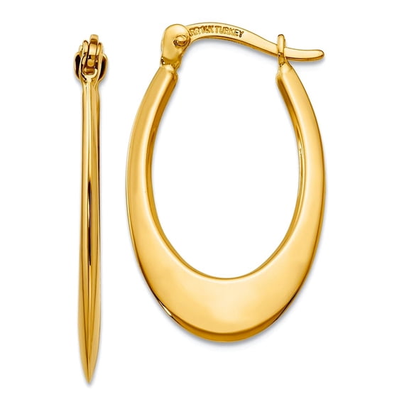 10k Solid Yellow Gold Polished Hoop Earrings 11x1mm Wide Hoop Earring for Women - 1.3 Grams