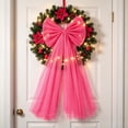 thumbnail image 4 of AHGQT Large Fluffy Tulle Topper Bow, 28.7x13.4Inch Christmas Tree Decoration Giant Red Bow, Giant Wreath Wall Decor with Long Streamers for Xmas Home Wedding Car Holiday Decor Supplies, 4 of 7