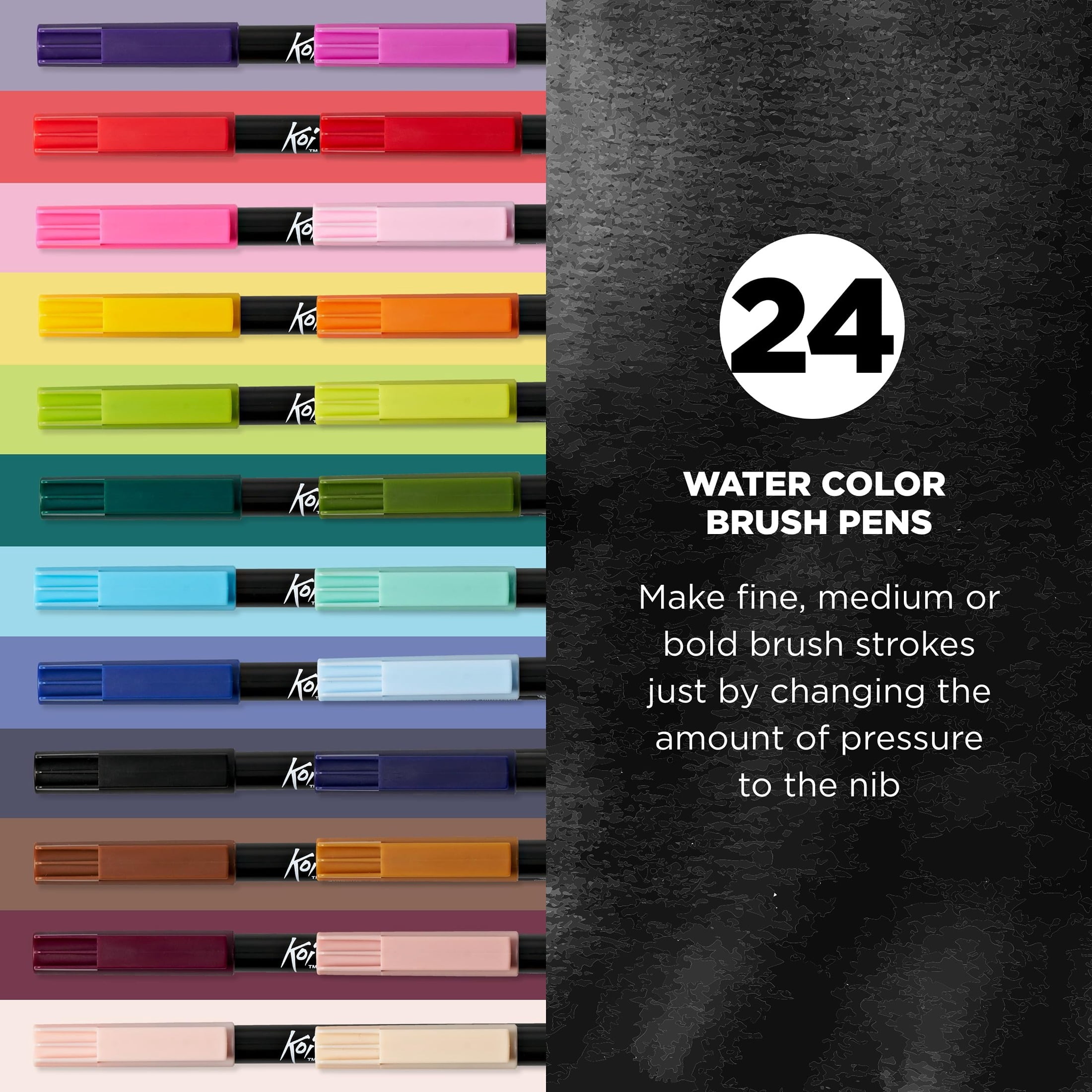 Sakura Koi Coloring Brush Pens - Watercolor Brush Pen Set - Assorted Colors - 24 Pack